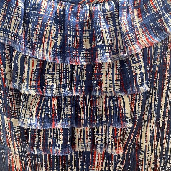 KATE SPADE Silk Shift Dress Ruffle Neckline Multicolor Sleeveless, Size 6 - Picture 3 of 11